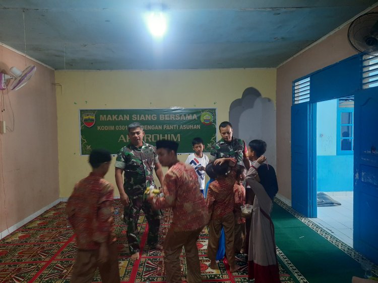 Implementasikan Program Menhan, Kodim 0301 Pekanbaru Gelar Makan Siang Bersama Anak Panti Asuhan