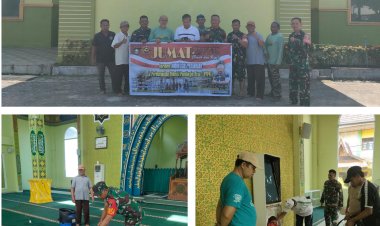 Kegiatan Jumat Bersih Kodim 0301/Pekanbaru, Bukti Kepedulian TNI pada Lingkungan dan Tempat Ibadah