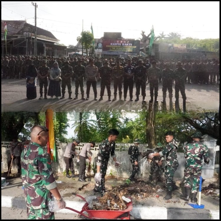 Kodim 0301/Pbr Gelar Karya Bakti Kebersihan Lingkungan (TNI Zero Waste) di Jalan Pattimura
