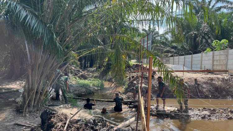 Dari Pembersihan Lahan hingga Konstruksi, Kodim 0301/Pbr Terus kebut Pembangunan Jembatan Garuda